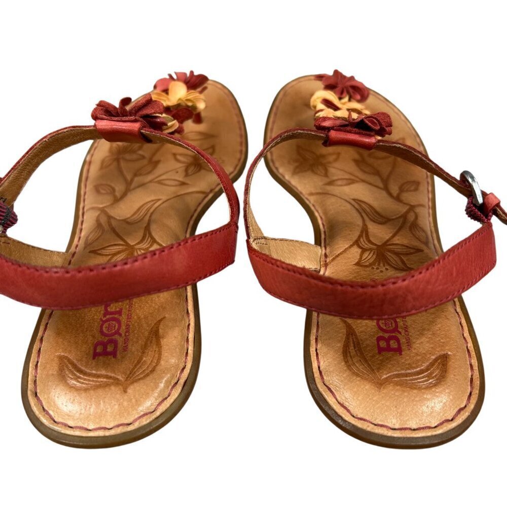 Born Leather Orange Yellow Floral T-Strap Comfort Sandals US 8, EU 39 - Picture 9 of 14